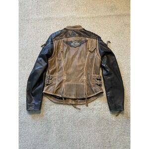 NWT Harley Davidson Capitol Brown 2-Tone Colorblock Leather Motorcycle Jacket M